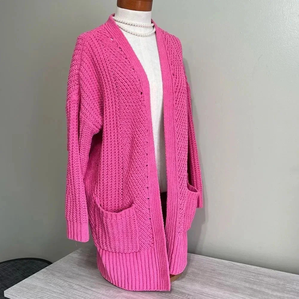 Style & Co Chenille Ribbed Trim Cardigan Sweater Size Medium - Picture 6 of 12